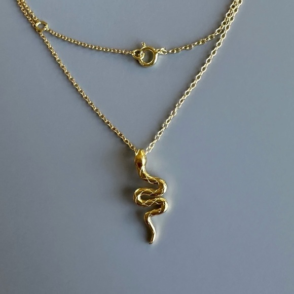 14K Gold Vermeil Snake Necklace - Picture 4 of 13